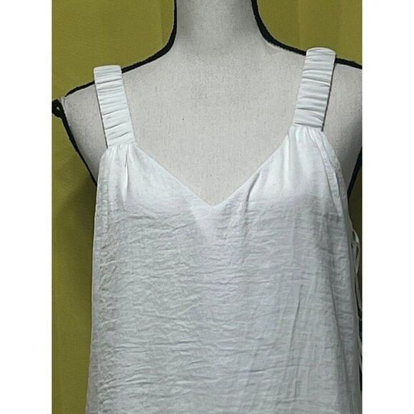 Vince Camuto Ruffle Strap Rumple Tank Top, Ivory, Sz. M - Picture 4 of 9